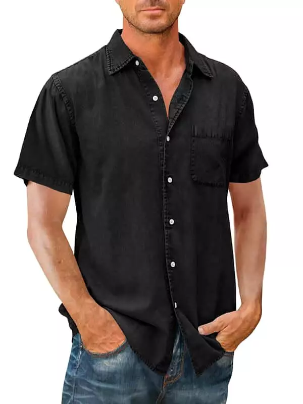 1-Pocket Casual Denim Shirt For Men