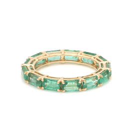 14K & 18K Gold East West Emerald Cut Emerald Eternity Ring