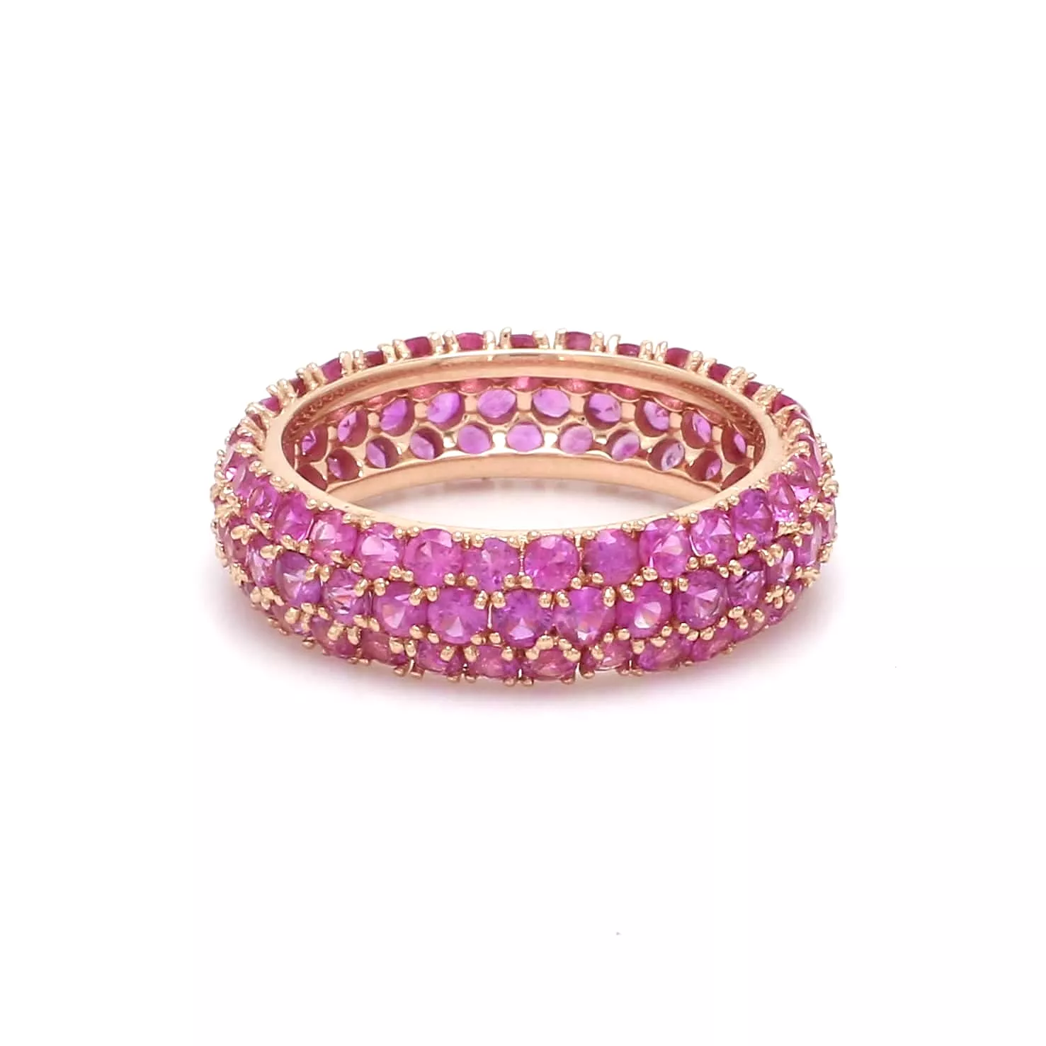 14K or 18K Gold Pave Pink Sapphire Eternity Band