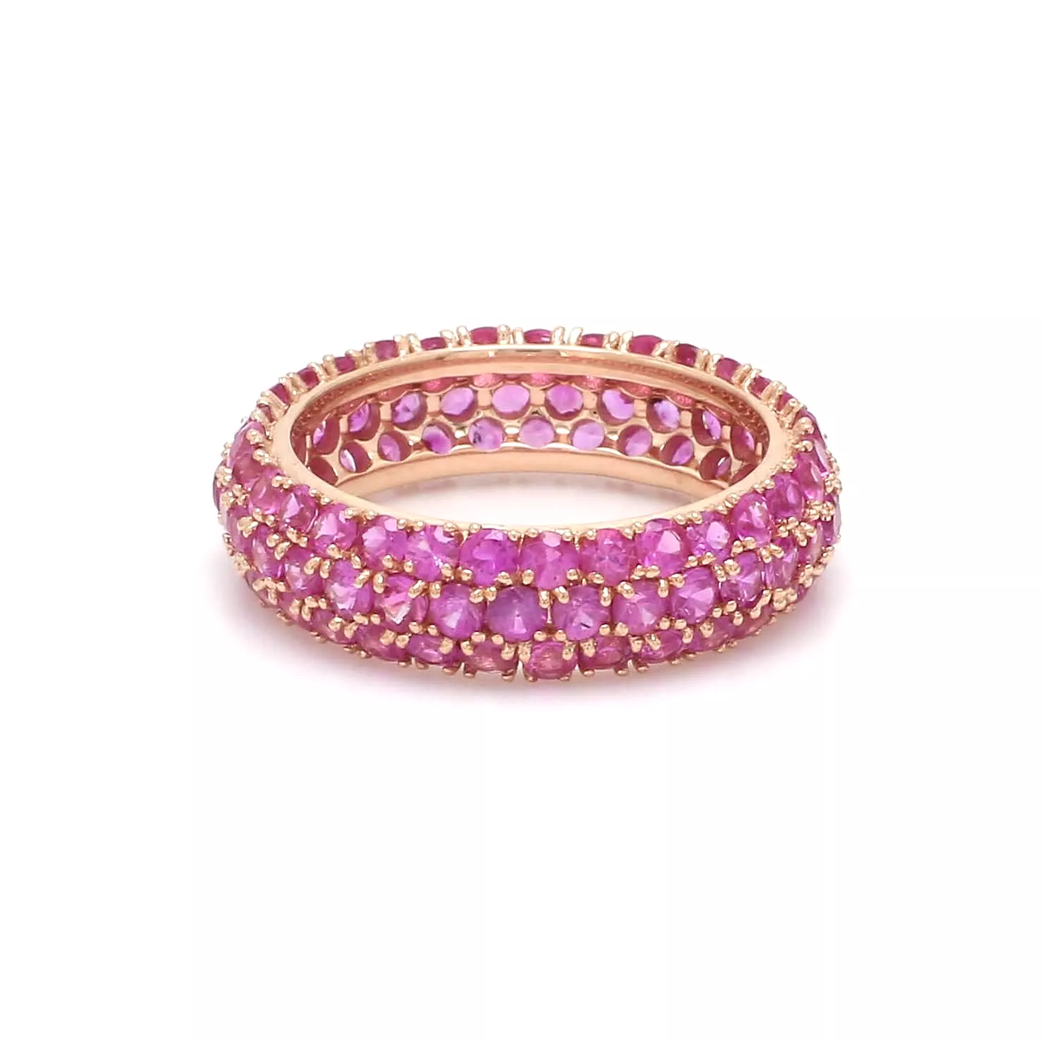 14K or 18K Gold Pave Pink Sapphire Eternity Band