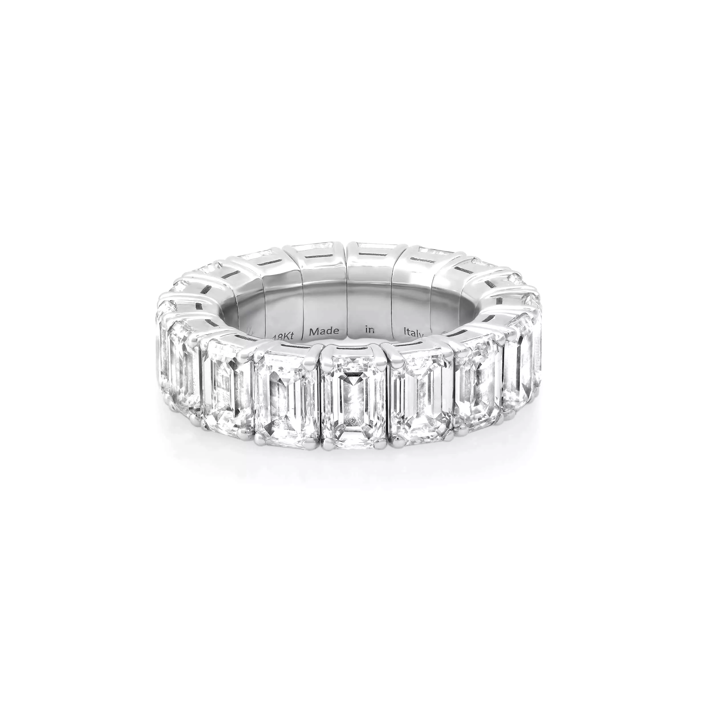 18K Gold Stretch & Stack Emerald Cut Diamond Eternity Rings, Lab Grown Diamonds