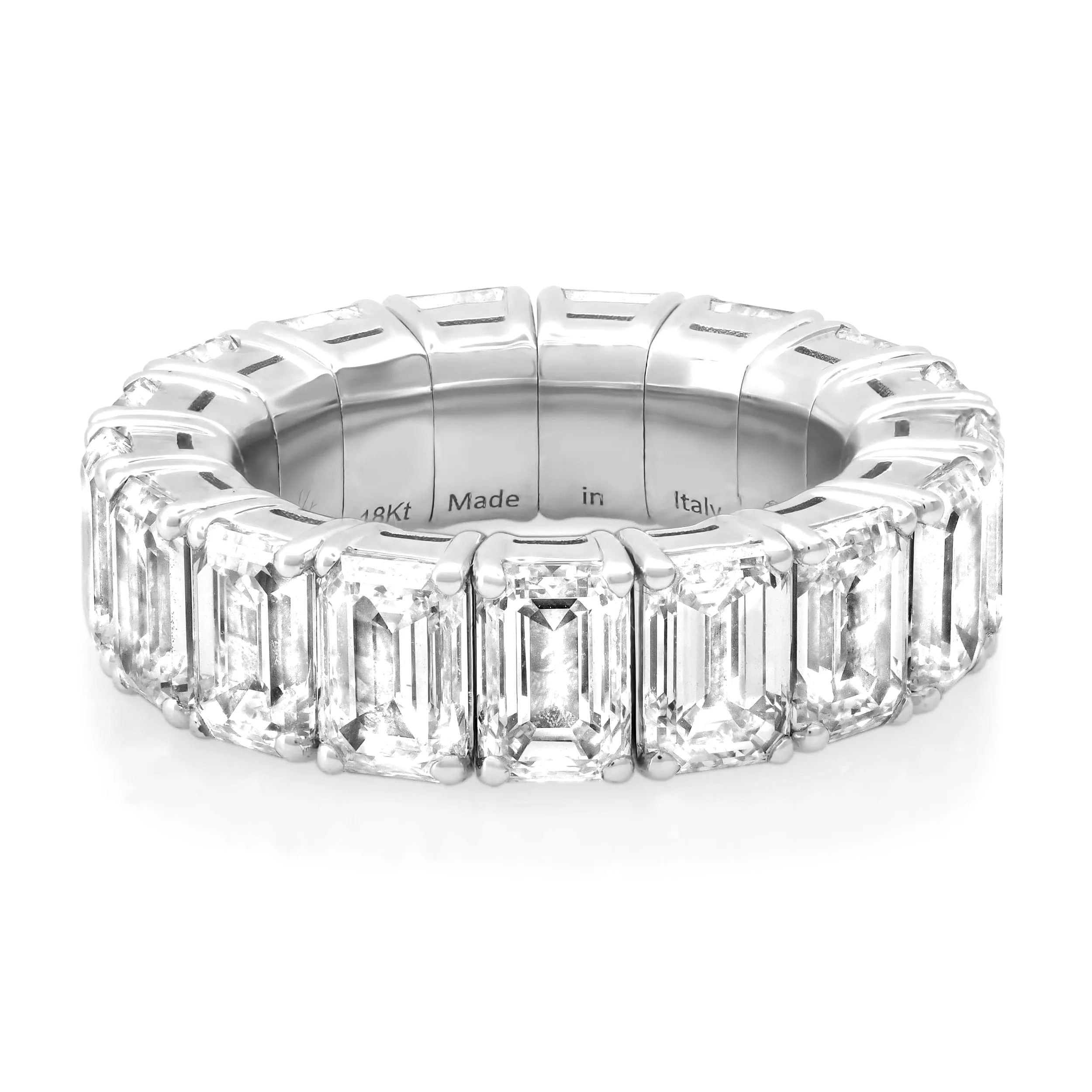 18K Gold Stretch & Stack Emerald Cut Diamond Eternity Rings, Lab Grown Diamonds