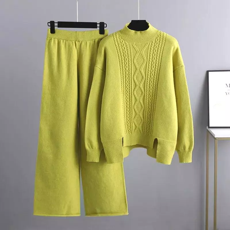 3 Piece Cashmere Women Pants Sweater Set