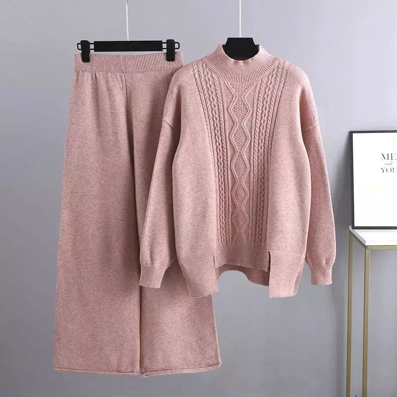 3 Piece Cashmere Women Pants Sweater Set