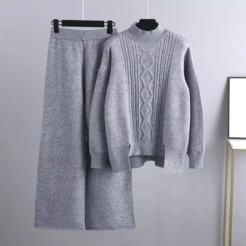 3 Piece Cashmere Women Pants Sweater Set