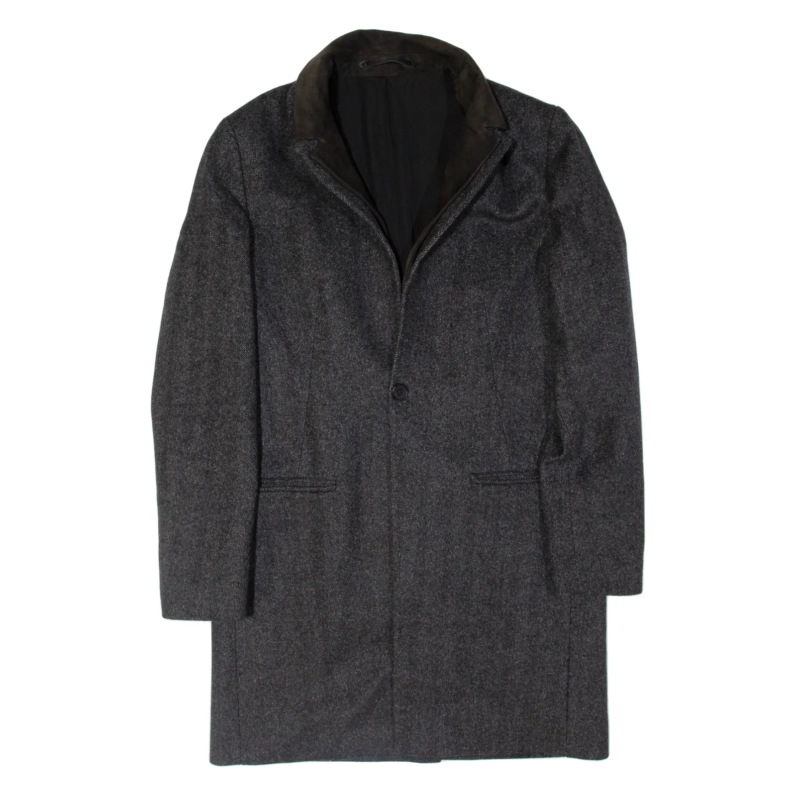 ALL SAINTS Mens Trench Jacket Grey Wool L