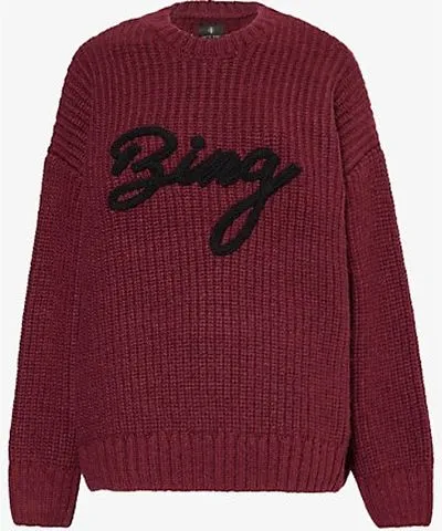 Anine Bing Womens Burgundy Sydney crewneck wool-blend knitted jumper