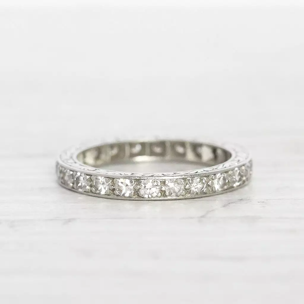 Art Deco 0.60 Carat Diamond Full Eternity Engraved Band