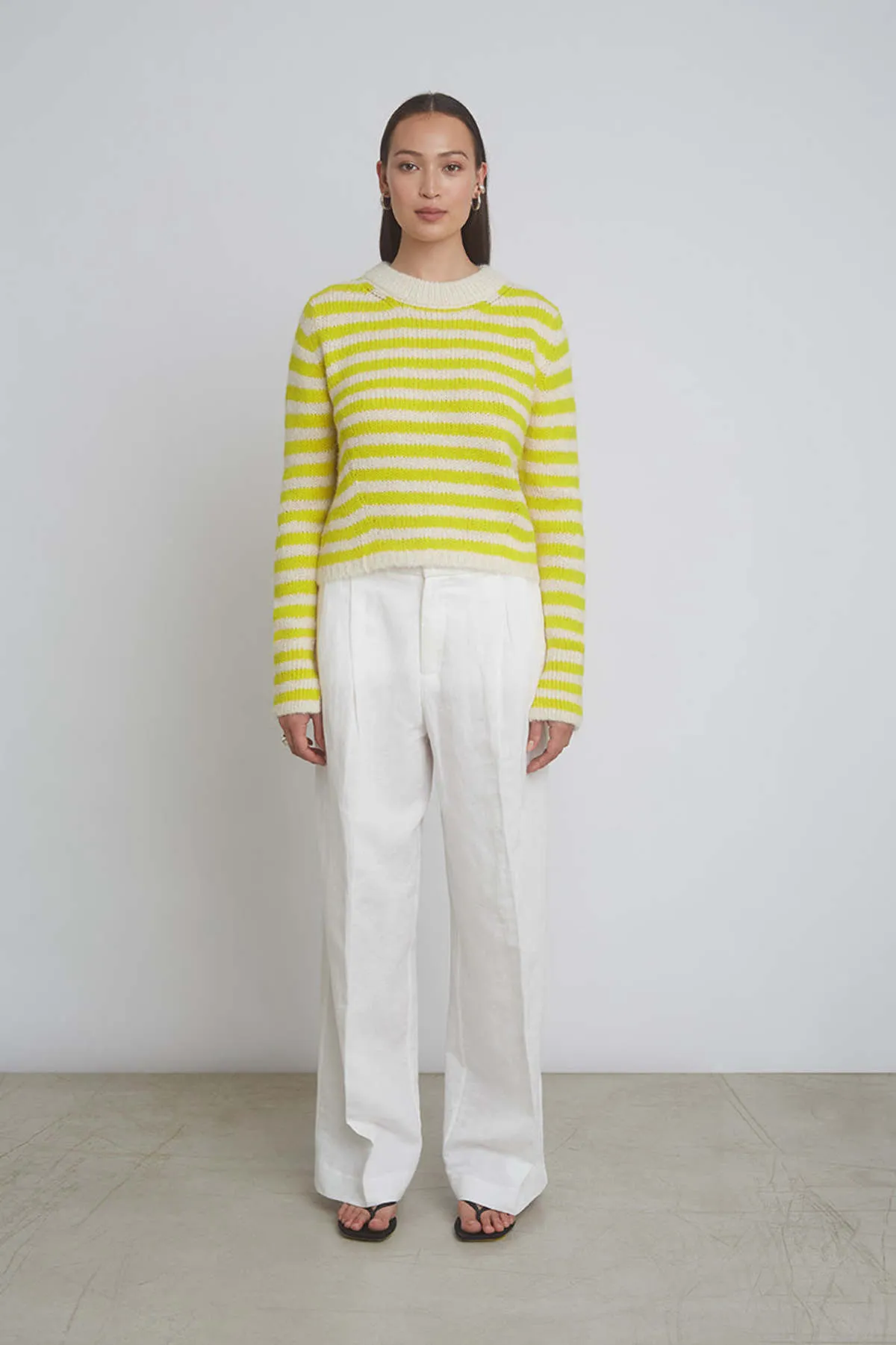 Ava Stripe Sweater - Ivory/Citron