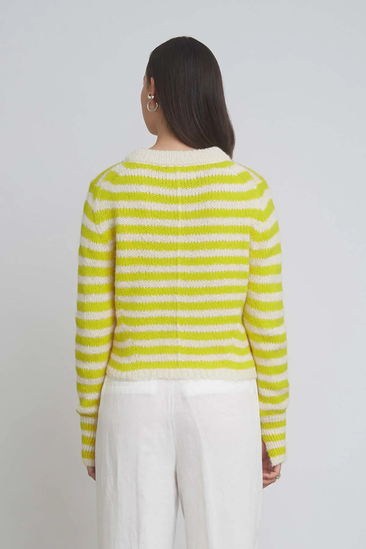 Ava Stripe Sweater - Ivory/Citron