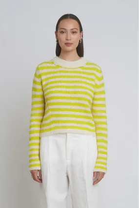 Ava Stripe Sweater - Ivory/Citron