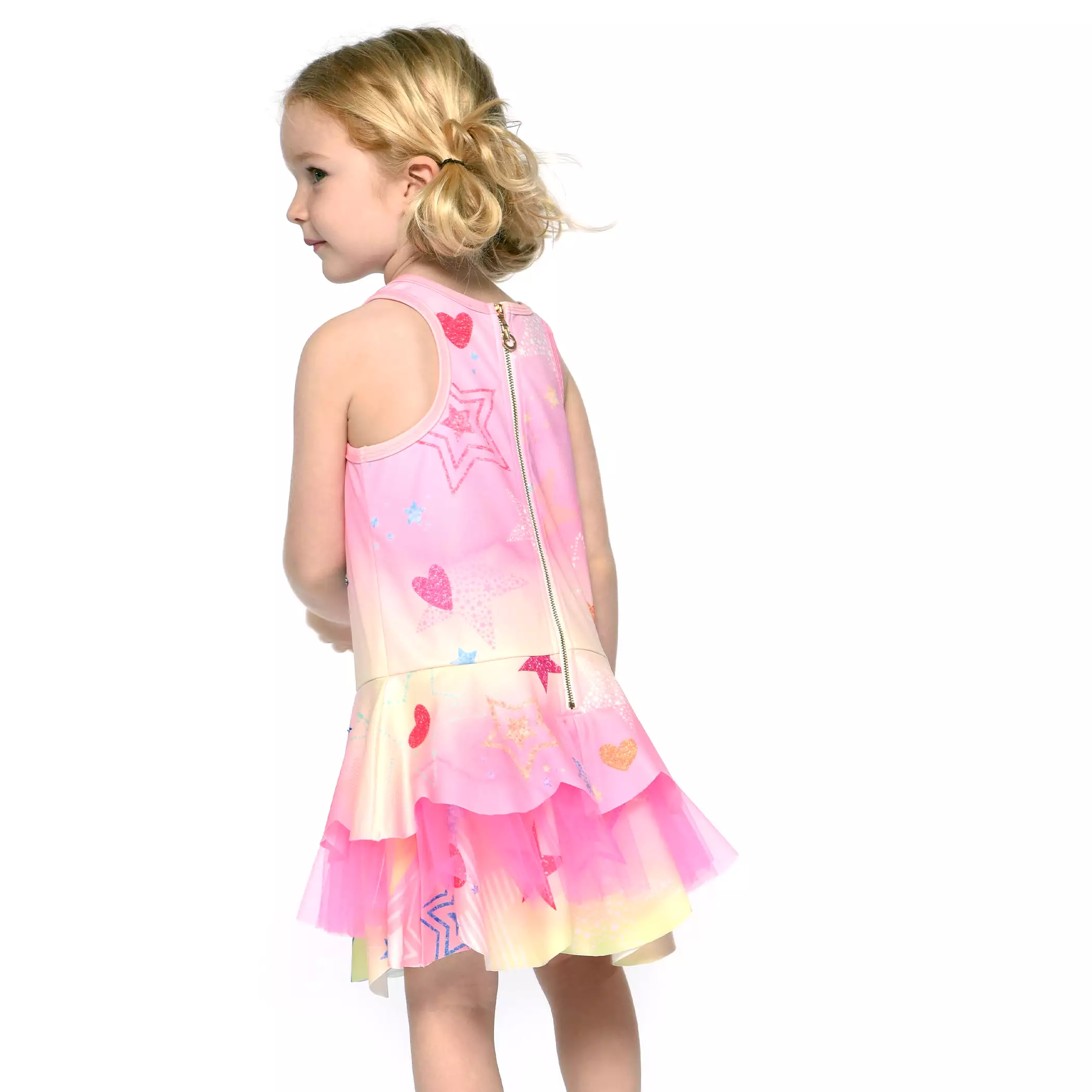 Baby Sara Printed Scallop Tutu Pink Multi Dress