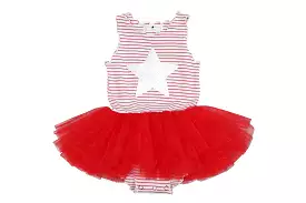 Baby Stripe Star Tutu Dress - Red