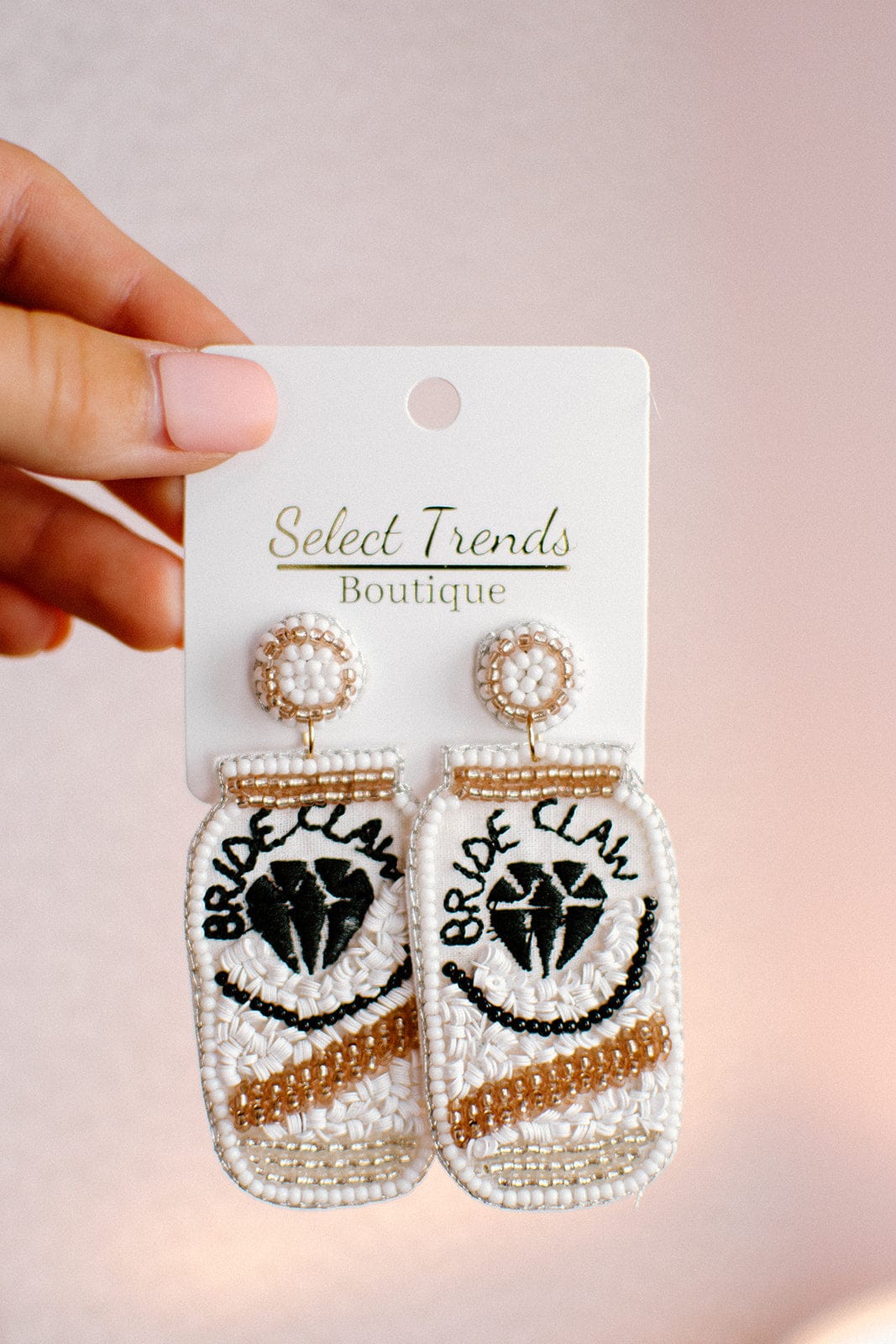 Beaded Bride Claw Earrings