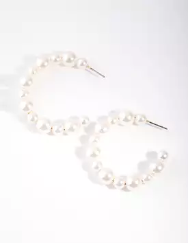 Beaded Pearl Hoop Earrings