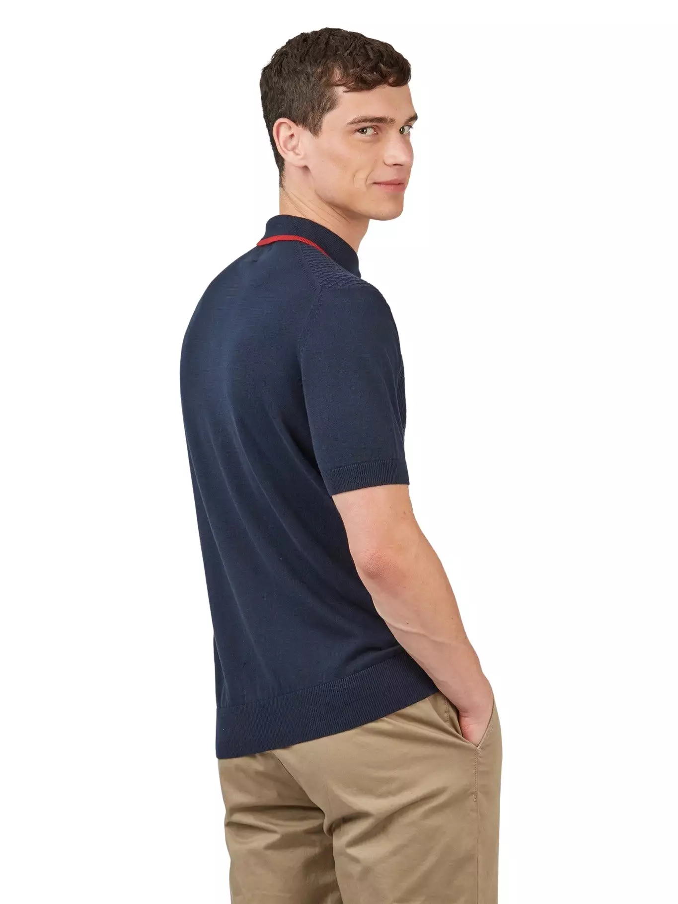 Ben Sherman Men's Textured Front Knit Polo Shirt