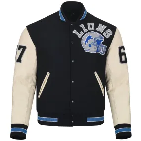 Biker Gear Pro Beverly Hills Hybrid Varsity Jacket University Letterman Bomber Jacket, Pure Wool & Original Cowhide Leather Jack