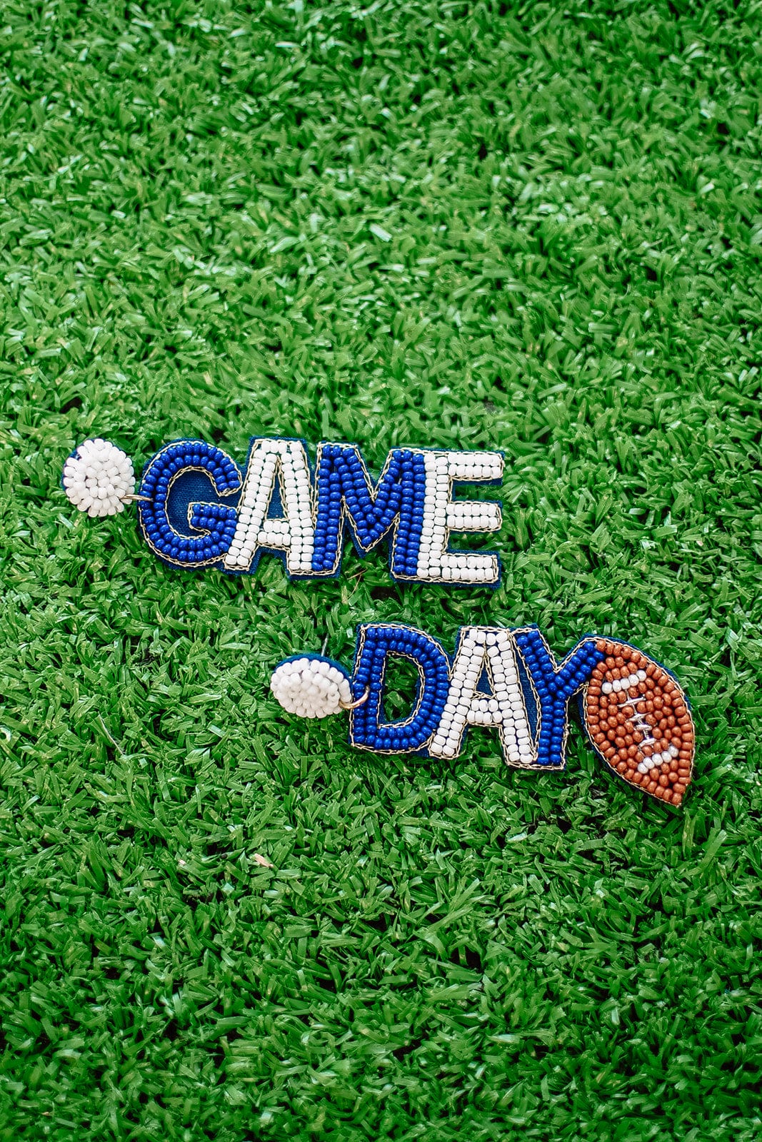 Blue & White Beaded Gameday Drops