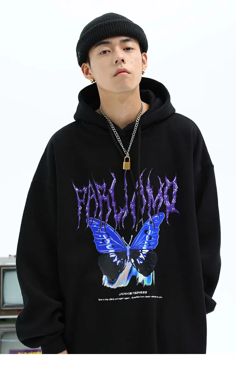 Blue Morpho Butterfly Pullover Hoodie