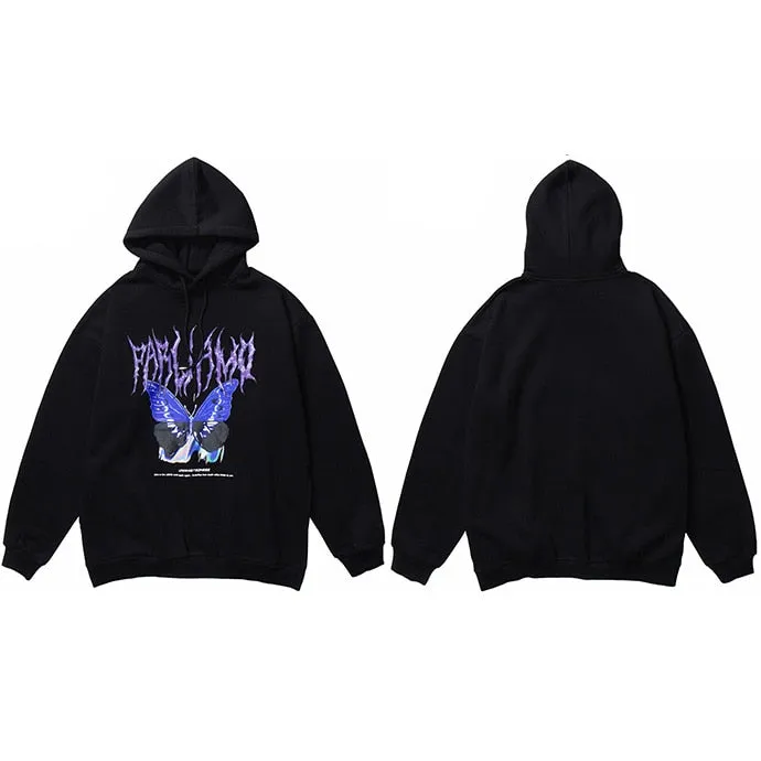 Blue Morpho Butterfly Pullover Hoodie