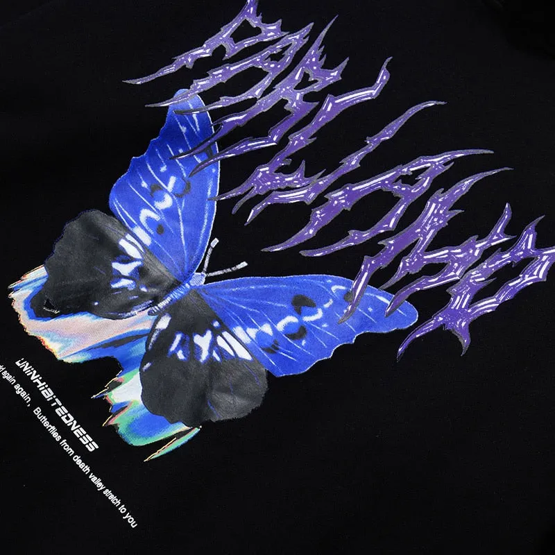 Blue Morpho Butterfly Pullover Hoodie