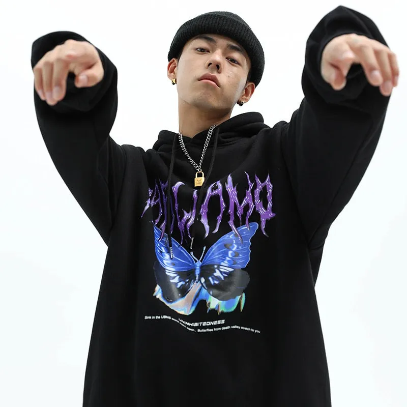 Blue Morpho Butterfly Pullover Hoodie