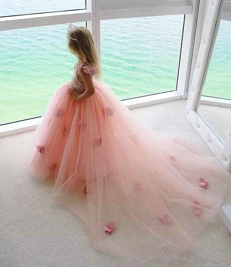 Blush Pink Tutu Spaghetti Ruffles Pageant Gowns