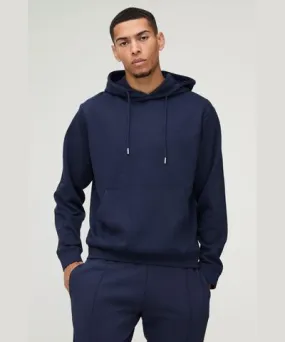 boohooMAN Mens Heavyweight Super Clean Interlock Hoodie