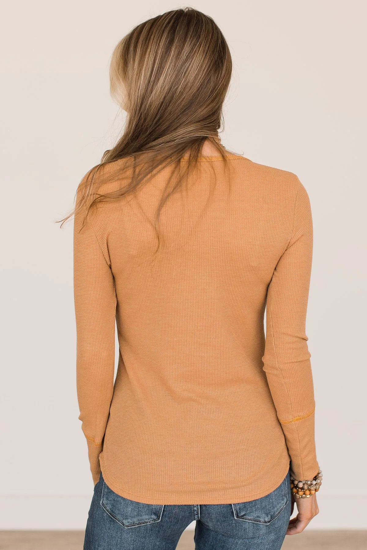 Breathtaking Views Button Top- Camel