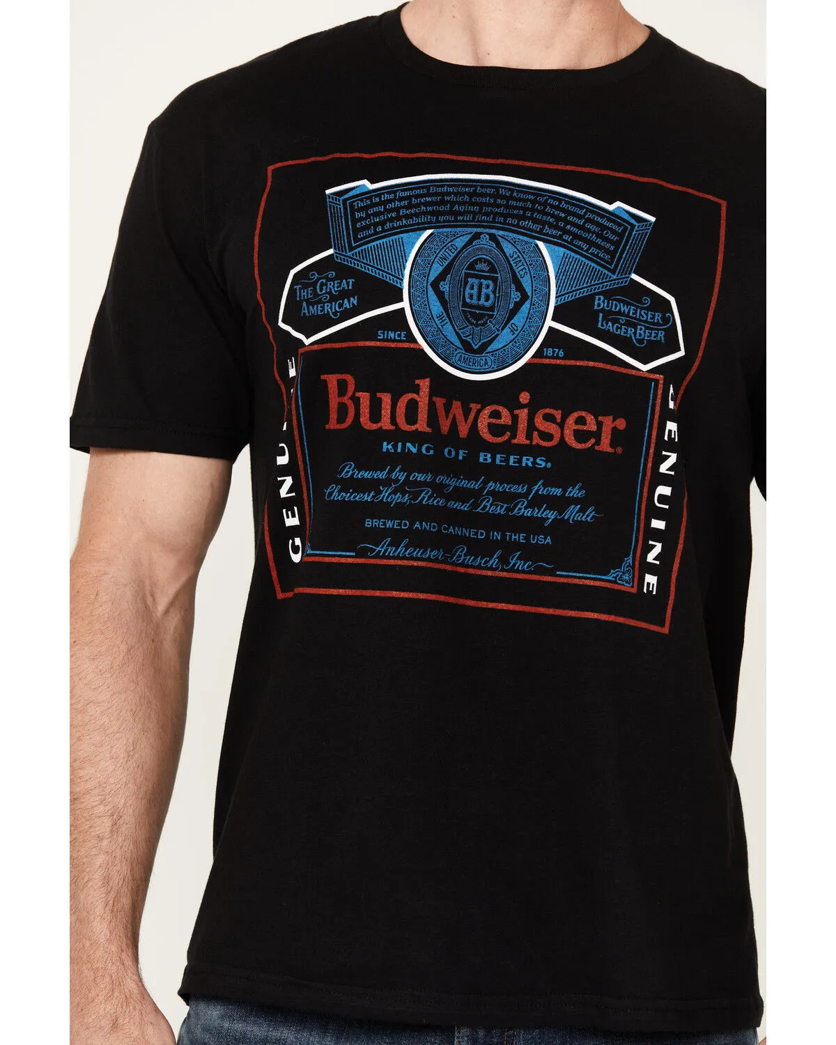 Brew City Beer Gear Men's Budweiser Logo Short Sleeve Graphic T-Shirt