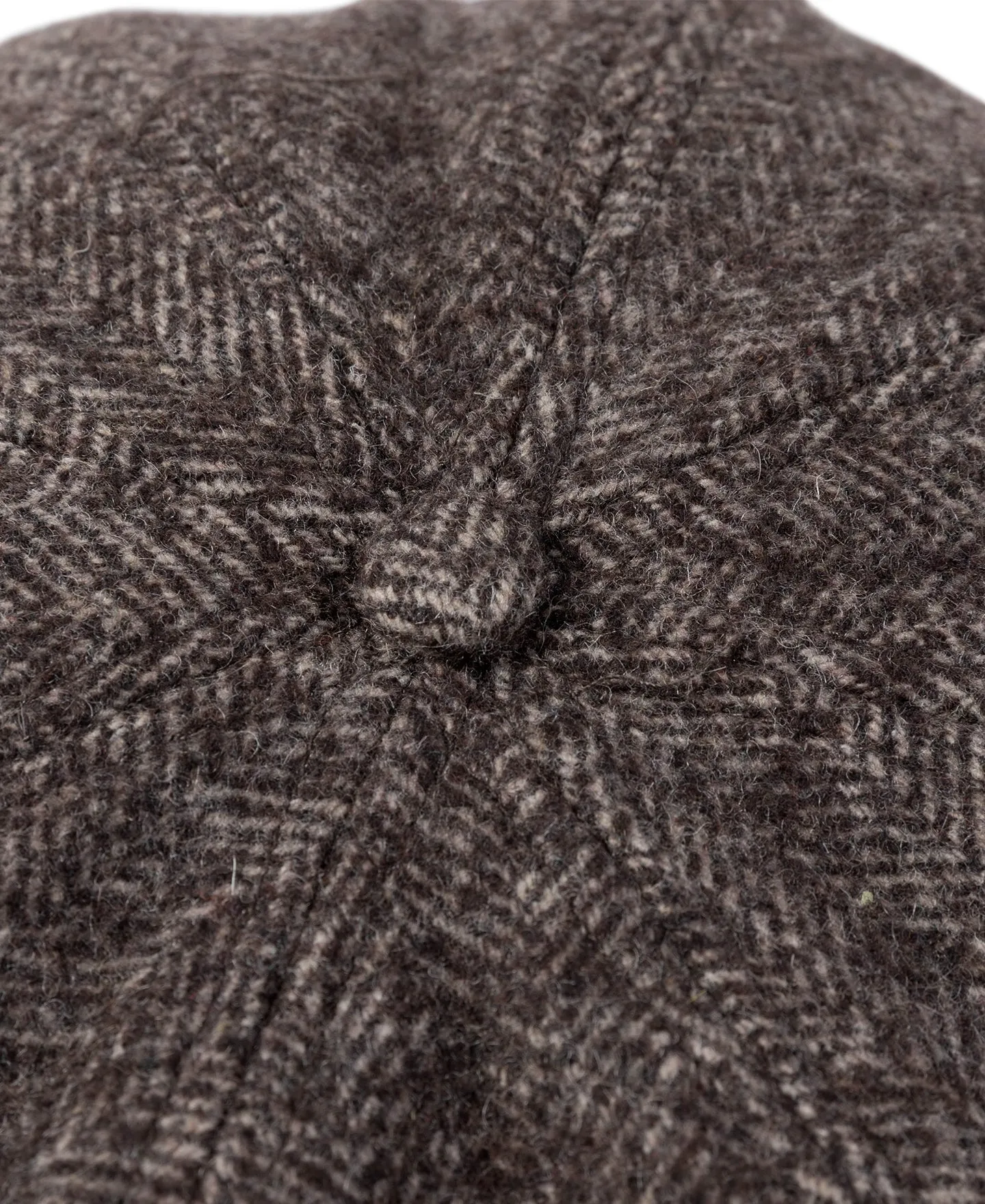 Brown Herringbone Wool Newsboy Cap