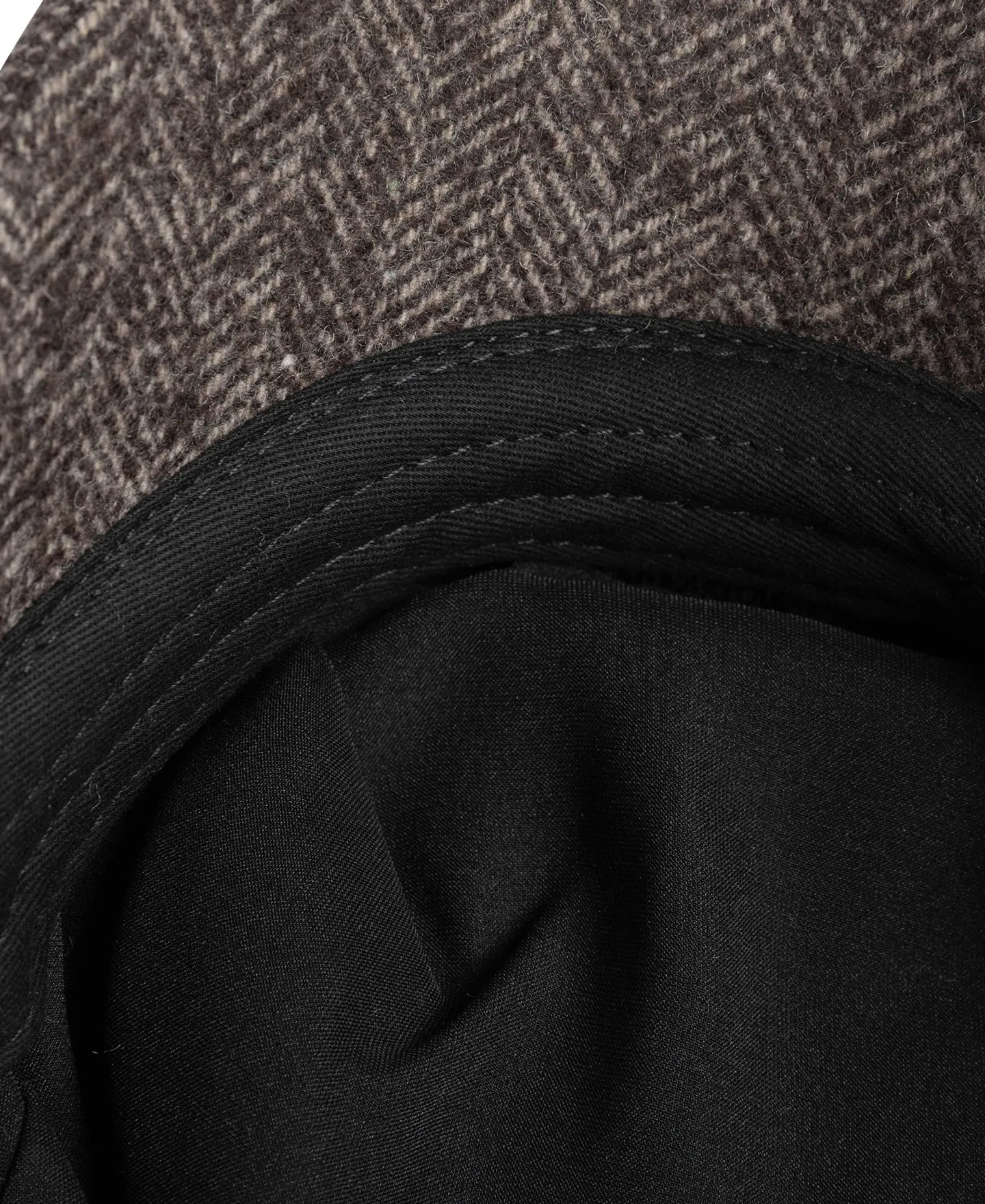 Brown Herringbone Wool Newsboy Cap