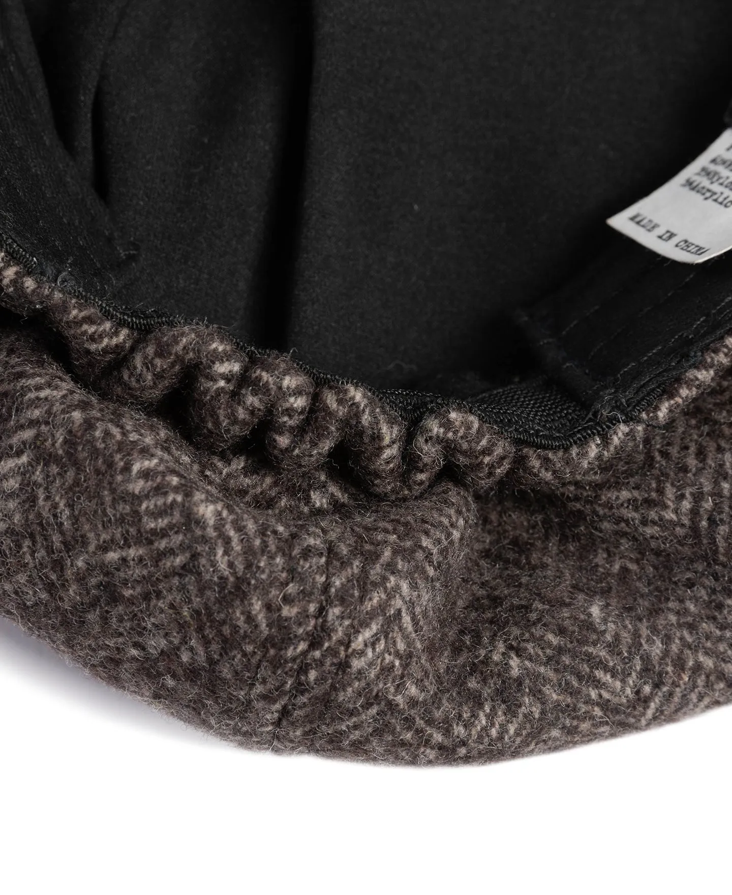 Brown Herringbone Wool Newsboy Cap