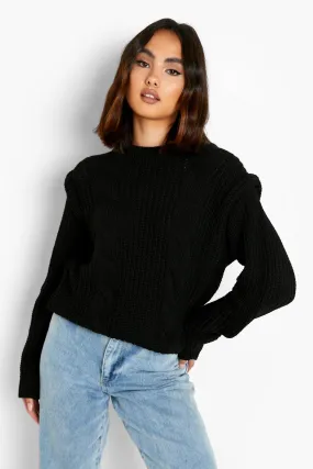 Cable Knit Shoulder Detail Sweater