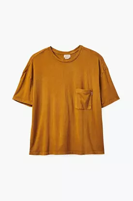 Carefree Oversized Boyfriend Pocket Tee - Washed Copper