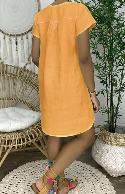 Casual Linen Short Sleeve Dress