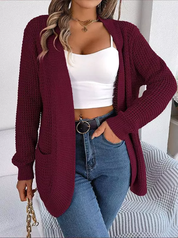 Casual Pocket Women Knitted Cardigan Sweater