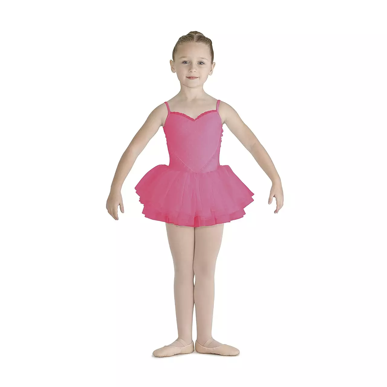 Child Heart Mesh Tutu Dance Dress