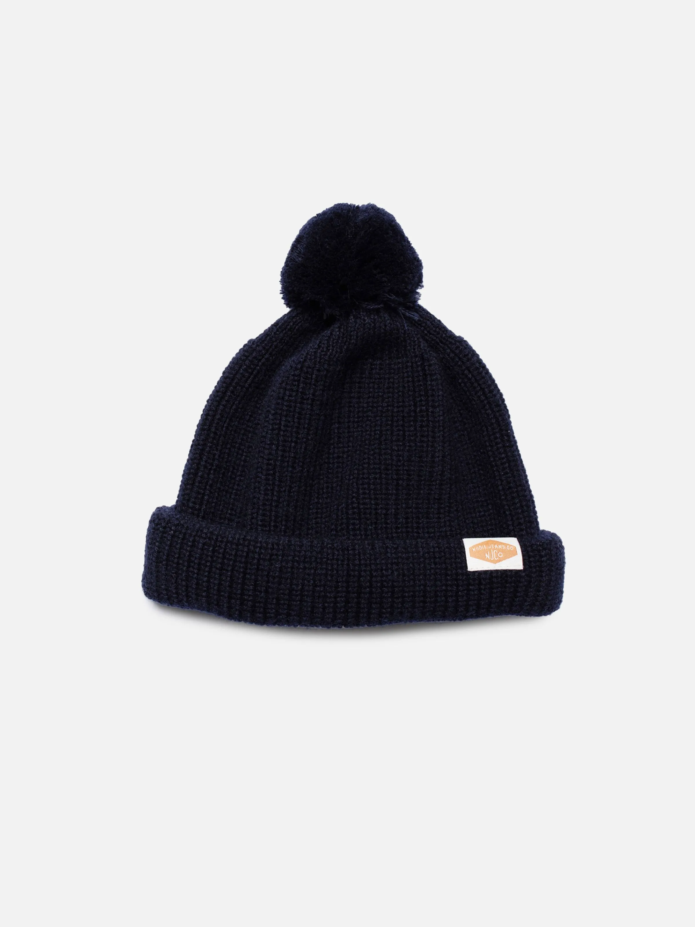 Chunky Pompom Wool Beanie Navy