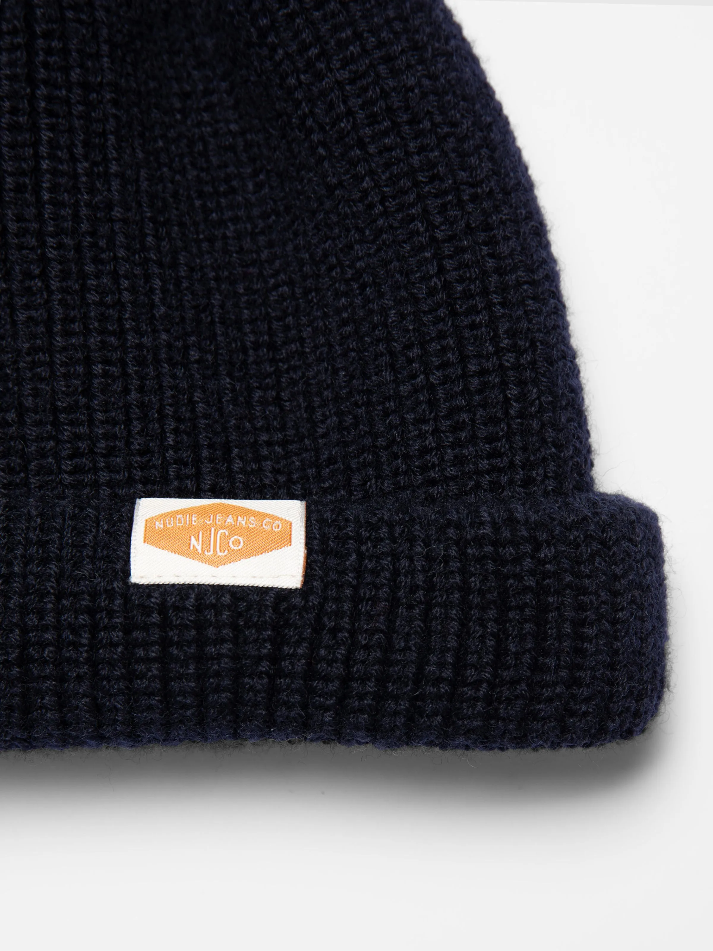 Chunky Pompom Wool Beanie Navy