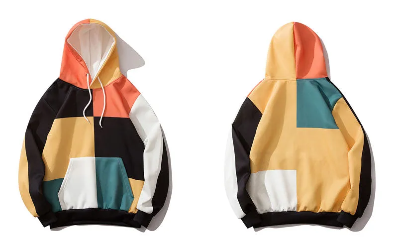 Classical Color Block Pullover Hoodie