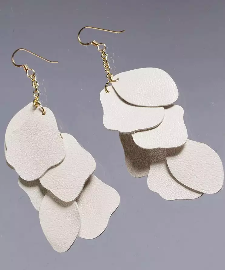 Cream Nappa Florence Earrings - Gold