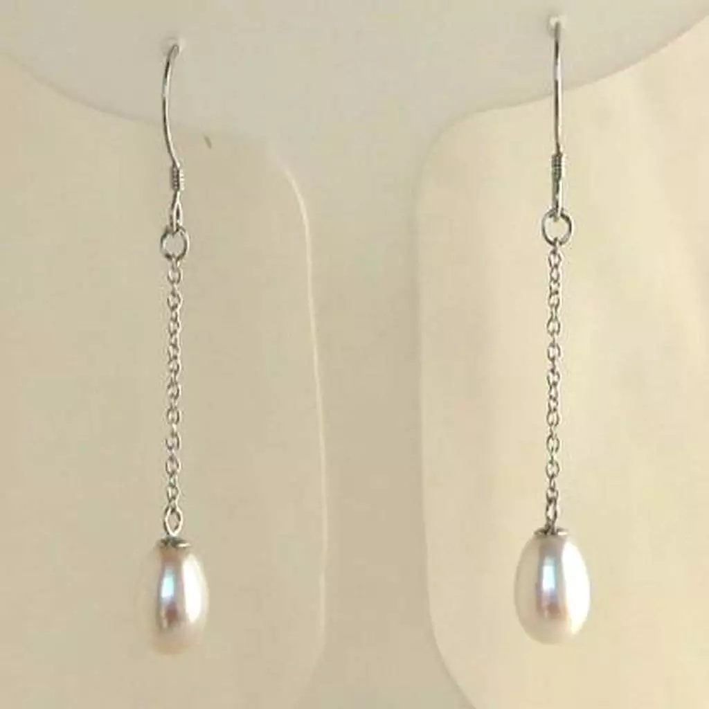 Cultured White Pearl Dangle Earrings