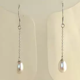 Cultured White Pearl Dangle Earrings