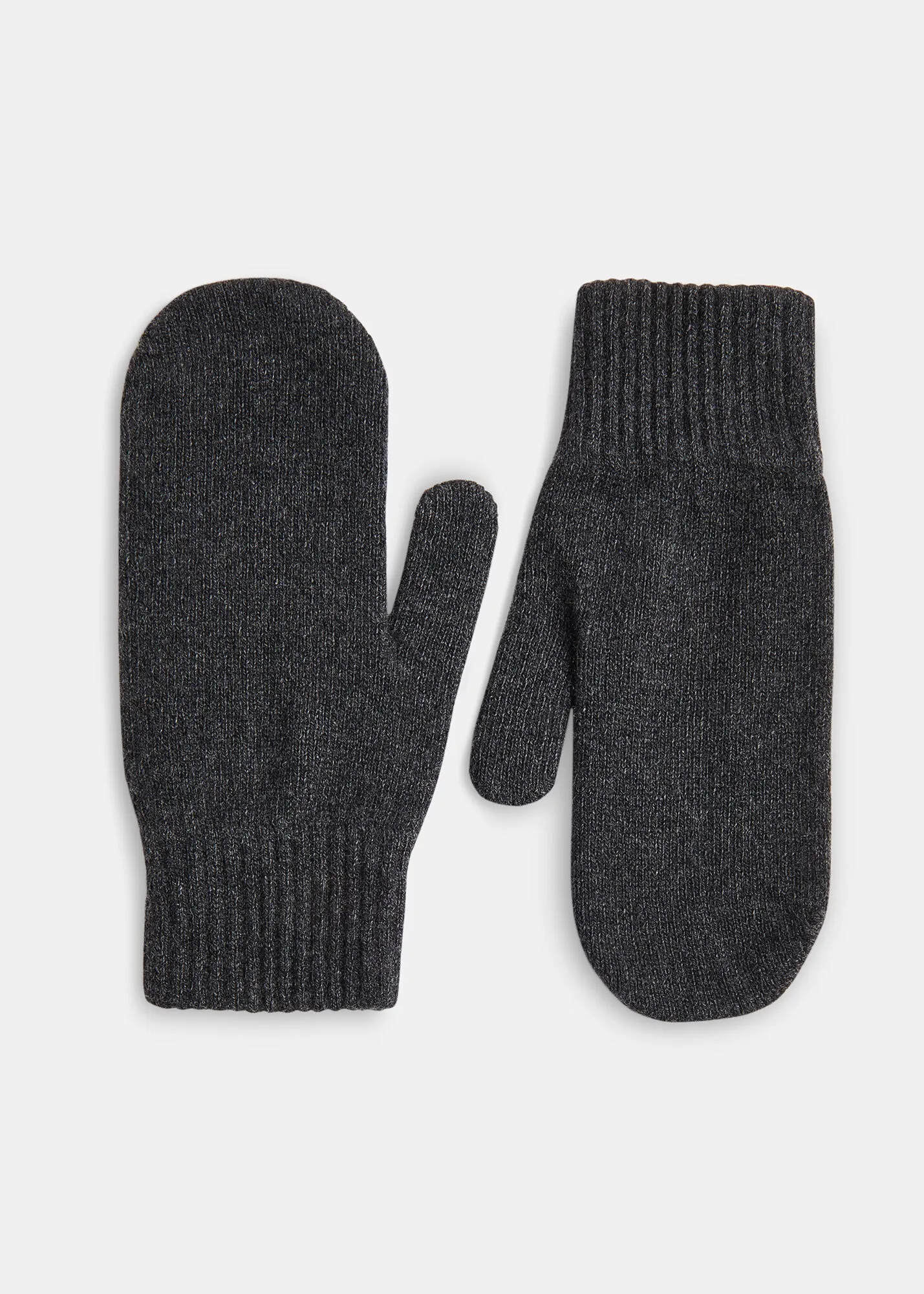 Dark Grey Cashmere Wool Blend Mittens