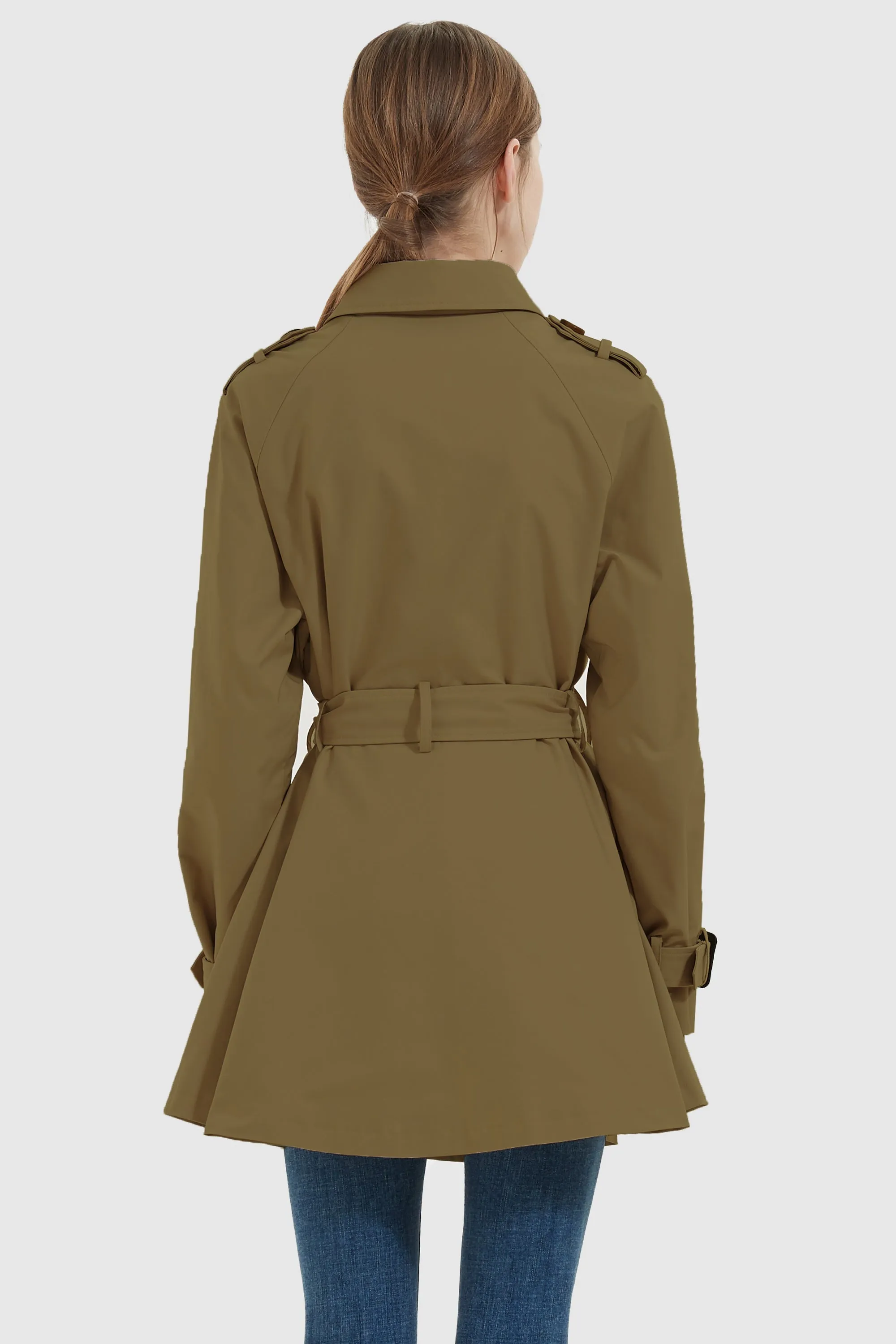 Double-Breasted Short Belted Trench