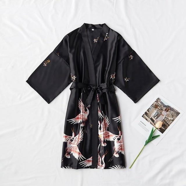 Dove Silk Satin Nightgown-Kimono Robe