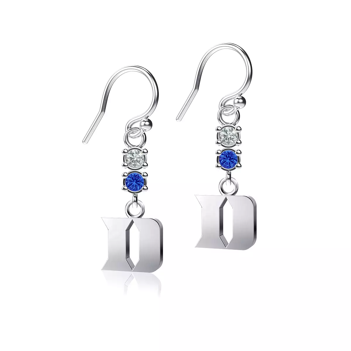 Duke University Crystal Dangle Earrings - Silver