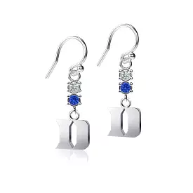 Duke University Crystal Dangle Earrings - Silver