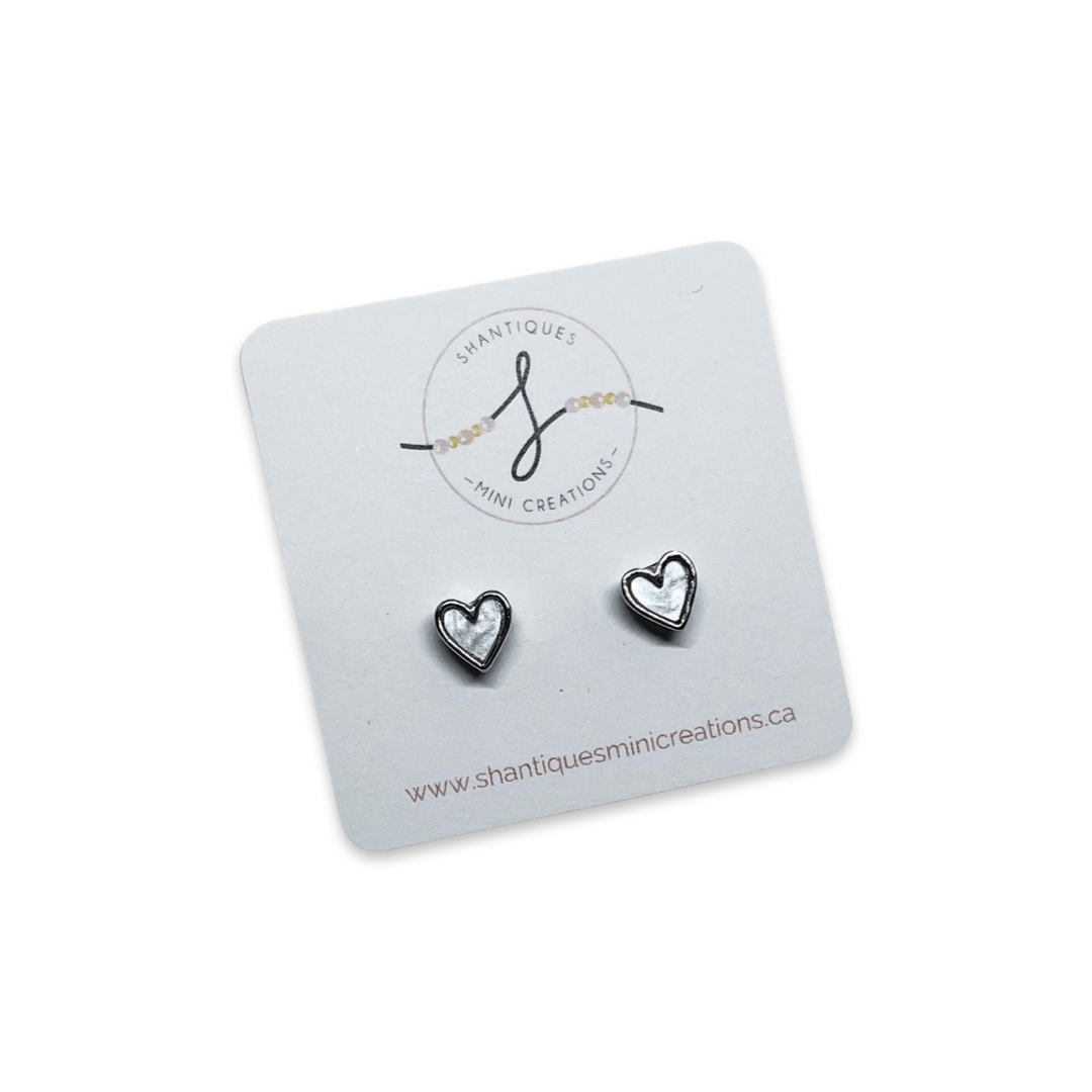 Earrings - White Hearts